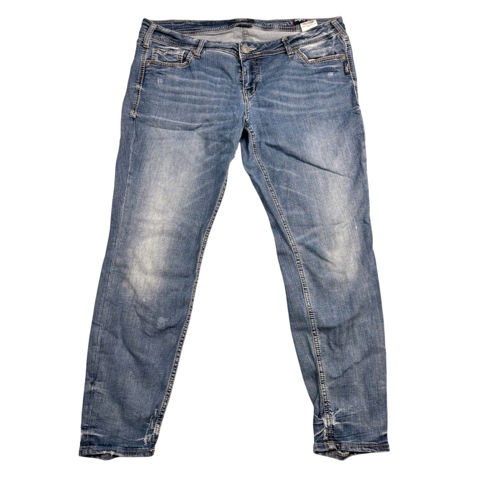 Silver Jeans Co Aiko Mid Super Skinny Jeans Blue Denim W36 L29 L83028SJL207